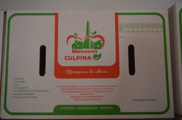 La manzana de Culpina ahora se comercializa en cajas de cartón y con registro Senasag