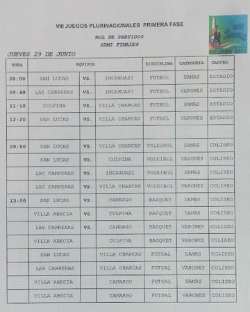 San Lucas, Villa Charcas y Las Carreras  tienen más equipos en semifinales 