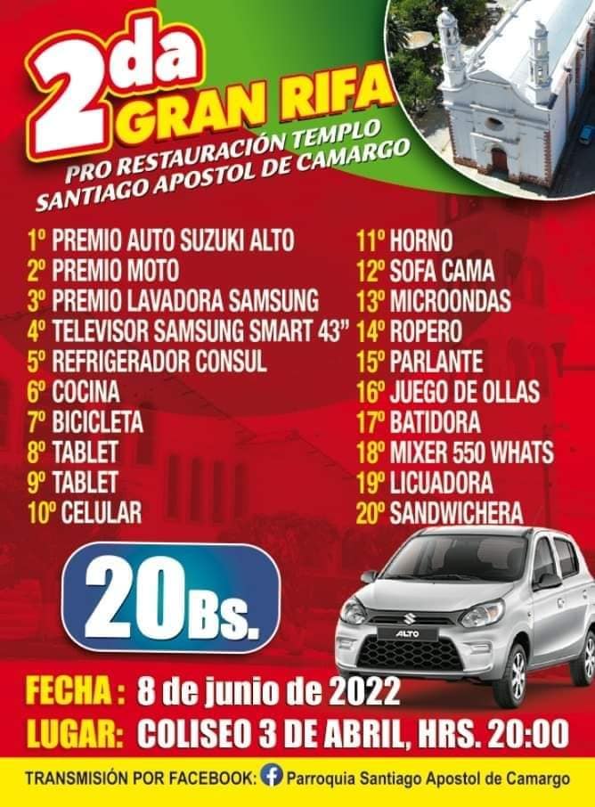 Sorteo de un auto en Camargo no solo tendrá 20 premios; serán más